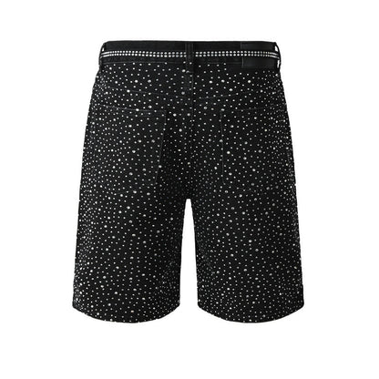 Purple Brand Crystal Diamond Denim Shorts #5095