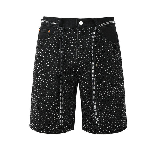 Purple Brand Crystal Diamond Denim Shorts #5095