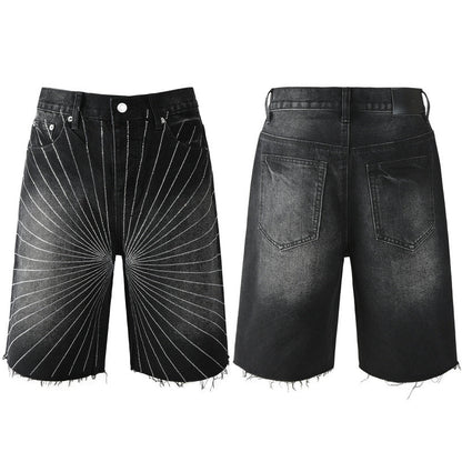 Purple Brand Crystal Diamond Denim Shorts #5104