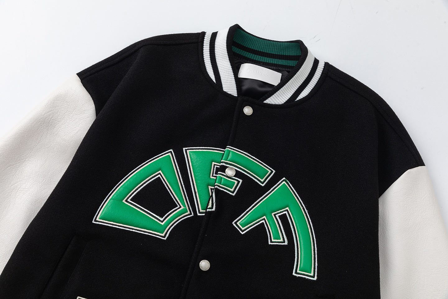 OFF WHITE Croco Lea Wool Varsity Jacket