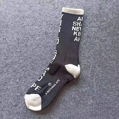 Bape Socks Men's and Women's Sports Socks with Towel Bottom